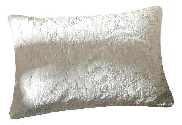 White Paisley Damask Matelassé Powder Snow Pillow Sham