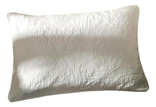 White Paisley Damask Matelassé Powder Snow Pillow Sham