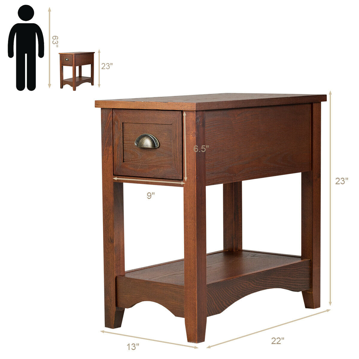 Compact End Table with Drawer