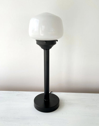 Small Schoolhouse Milk Glass Tall Table Lamp