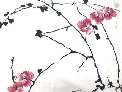 Floral Cherry Blossoms Red Purple Fitted Sheet & Pillow Cases Set
