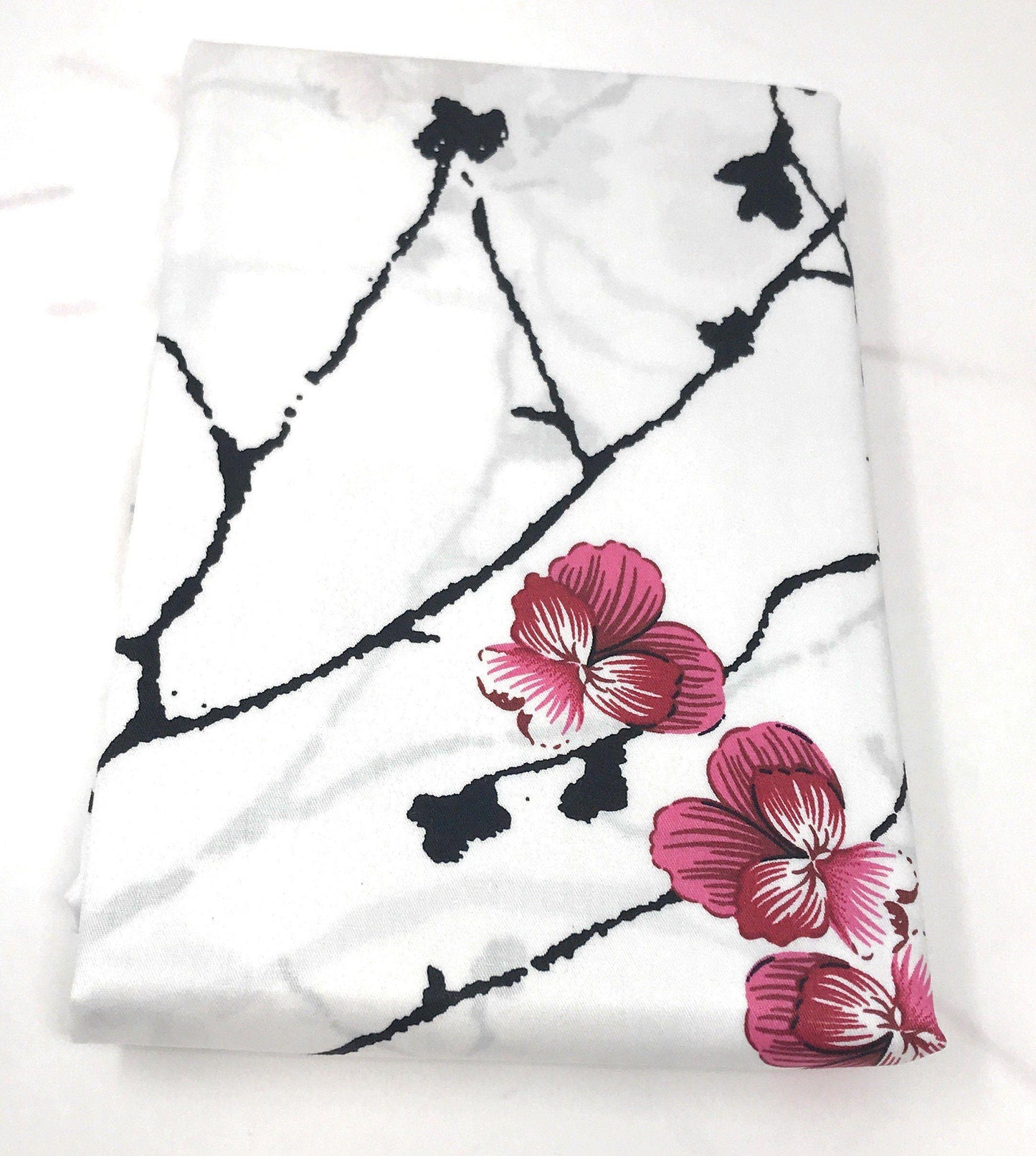 Floral Cherry Blossoms Red Purple Fitted Sheet & Pillow Cases Set
