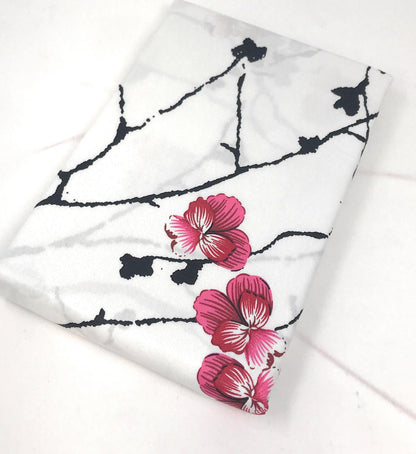 Floral Cherry Blossoms Red Purple Fitted Sheet & Pillow Cases Set