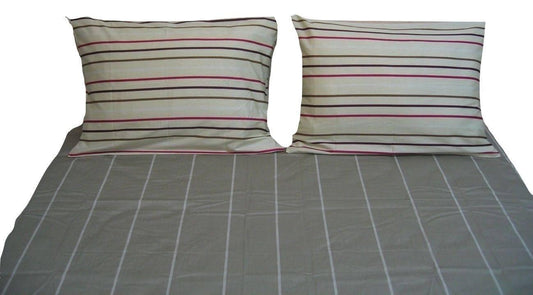 Soft Multi Striped Fitted Sheet & Pillow Cases Set
