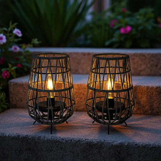 Set of 2 Solar Lantern Outdoor Hanging Solar Lights