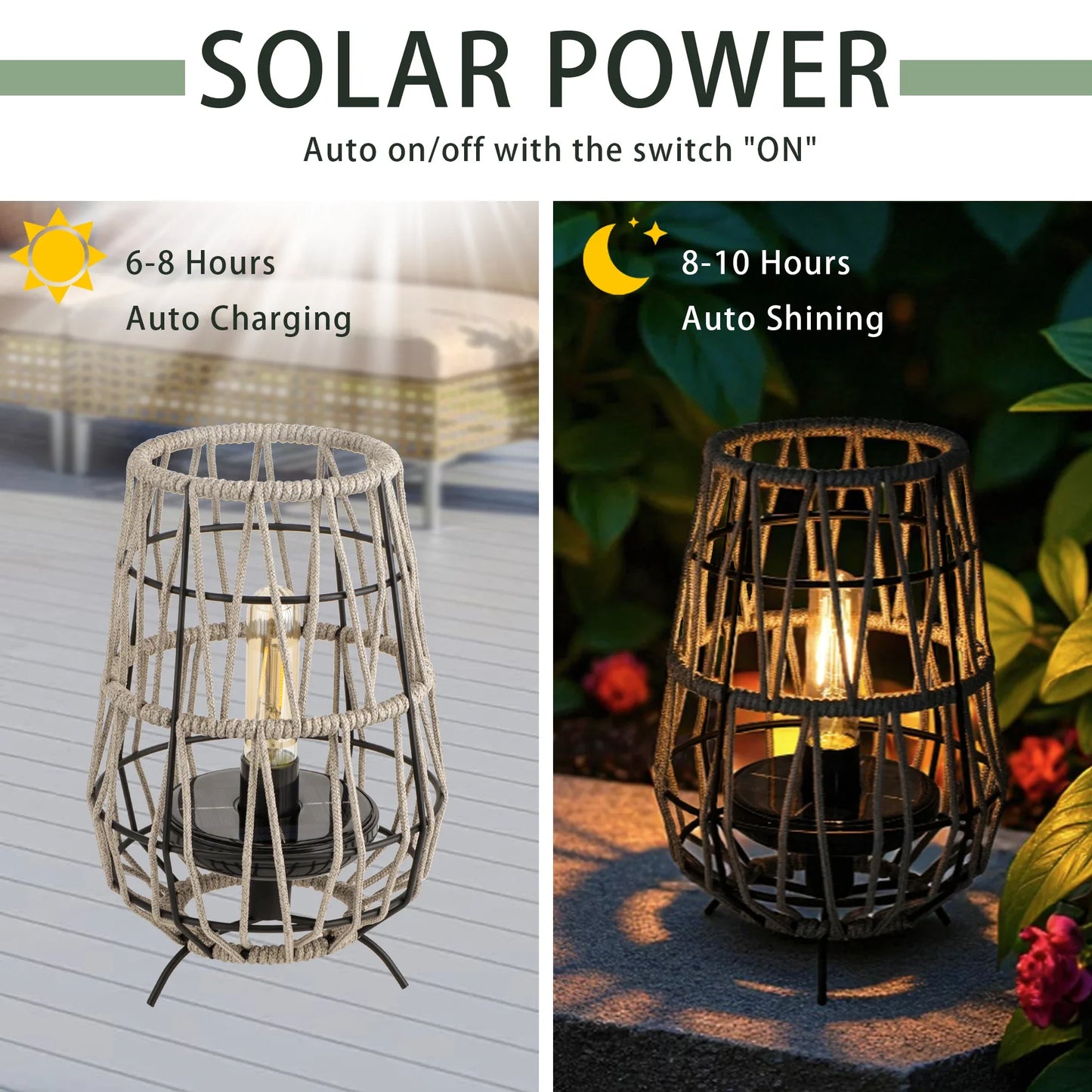 Set of 2 Solar Lantern Outdoor Hanging Solar Lights