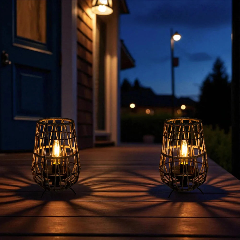 Set of 2 Solar Lantern Outdoor Hanging Solar Lights