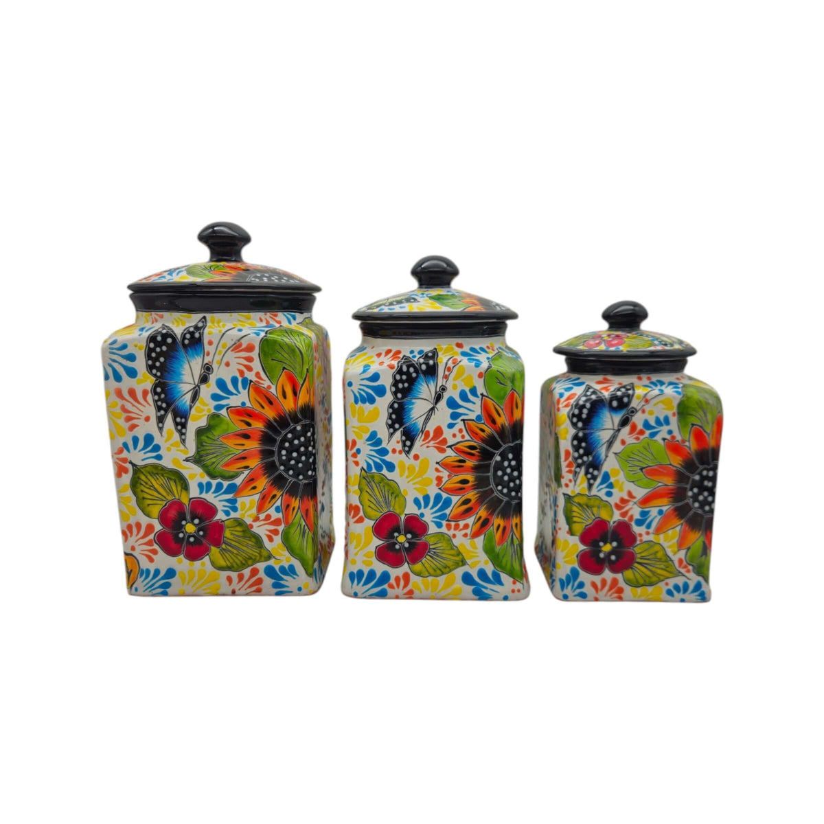 Talavera Canister Set | Sunflower Butterfly Kitchen Decor