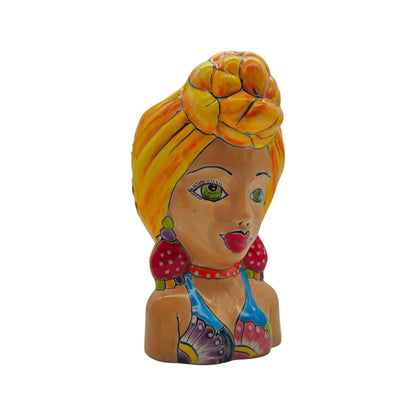 Talavera Lady Head Planter | Colorful Hand-Painted Decor