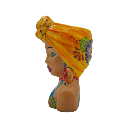 Talavera Lady Head Planter | Colorful Hand-Painted Decor