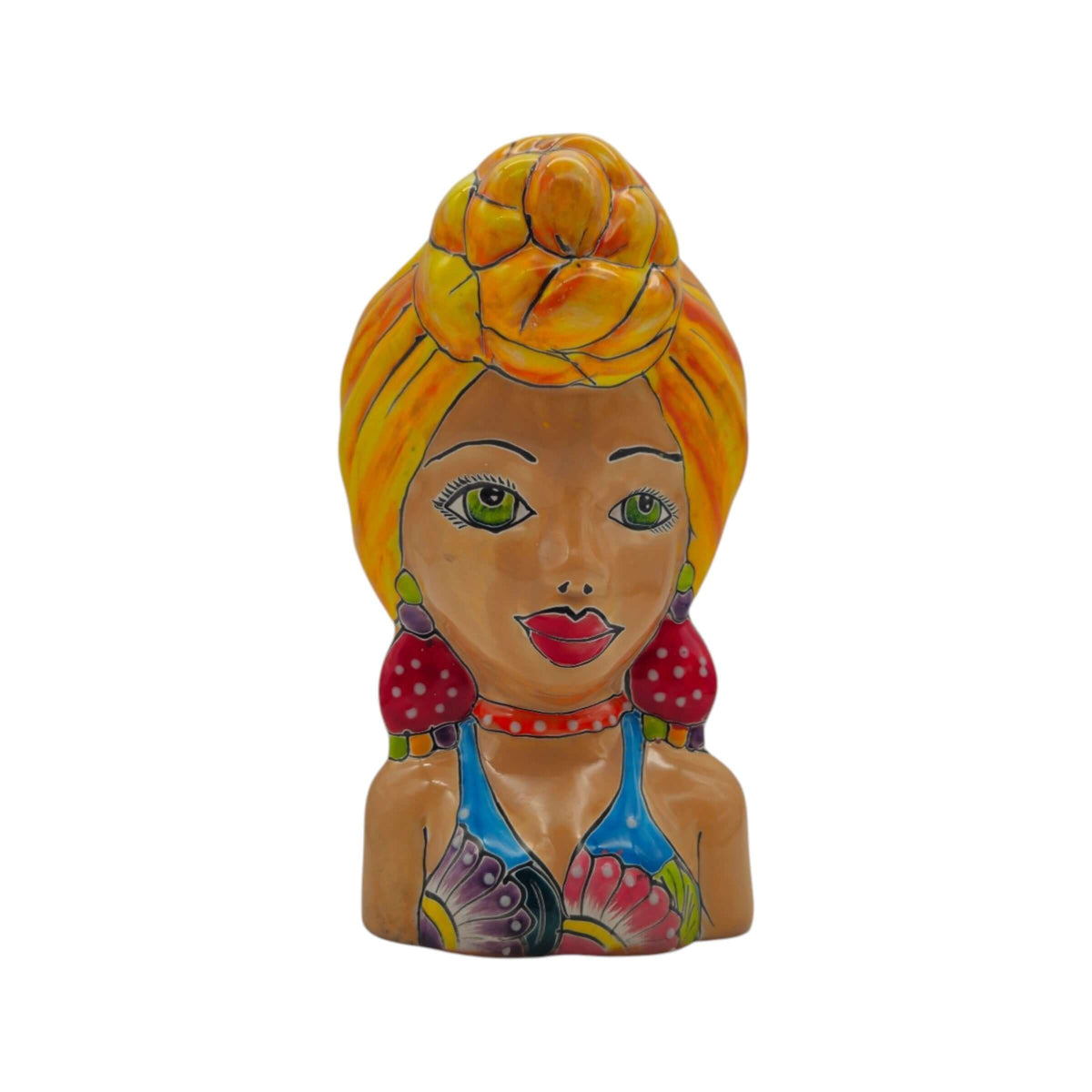 Talavera Lady Head Planter | Colorful Hand-Painted Decor