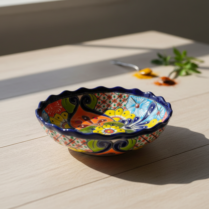 Talavera Scalloped Bowl | Colorful Hand-Painted Mexican Ceramic