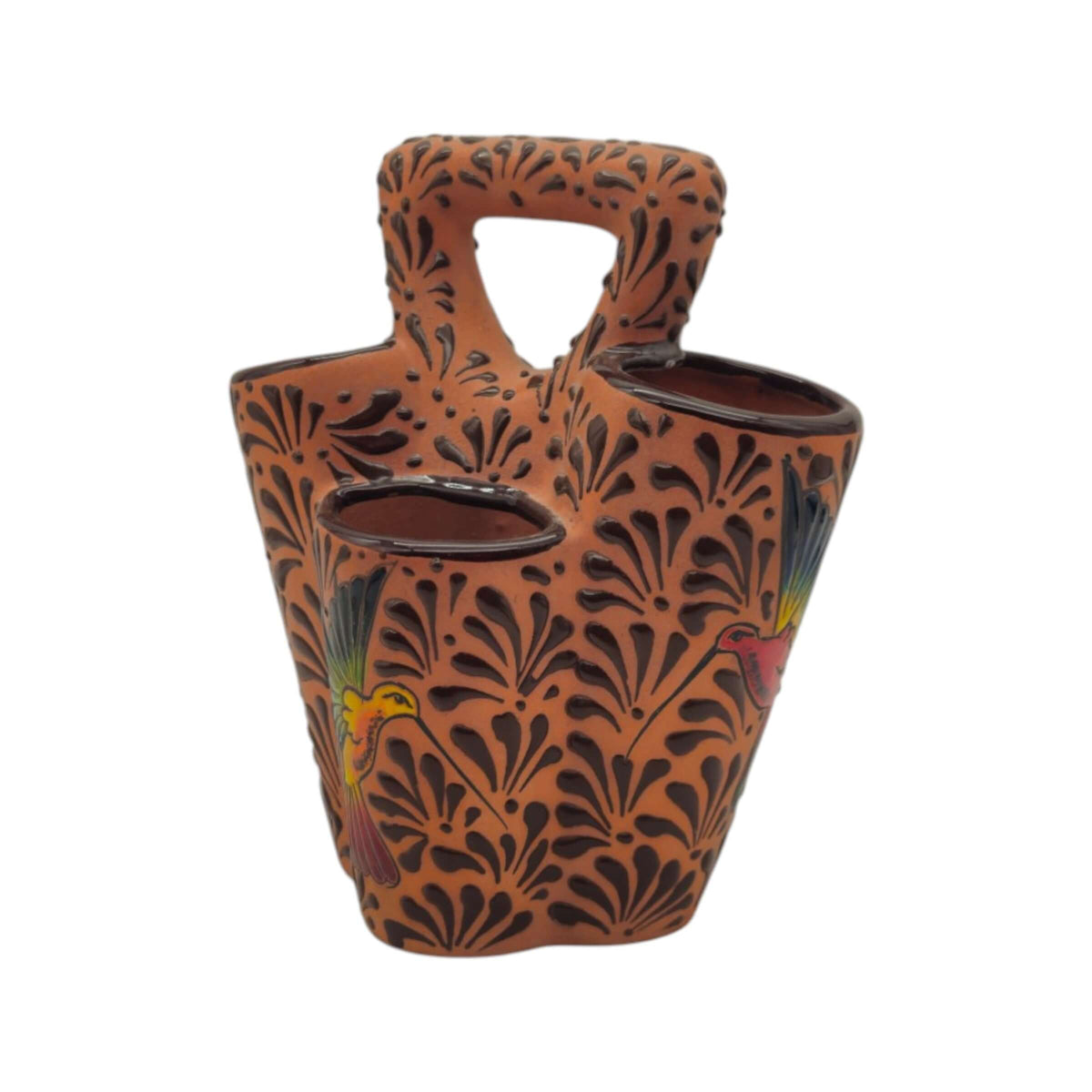 Talavera Utensil Holder | Relief Bird Design