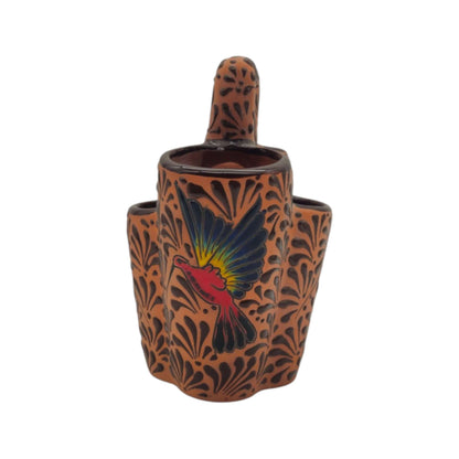 Talavera Utensil Holder | Relief Bird Design