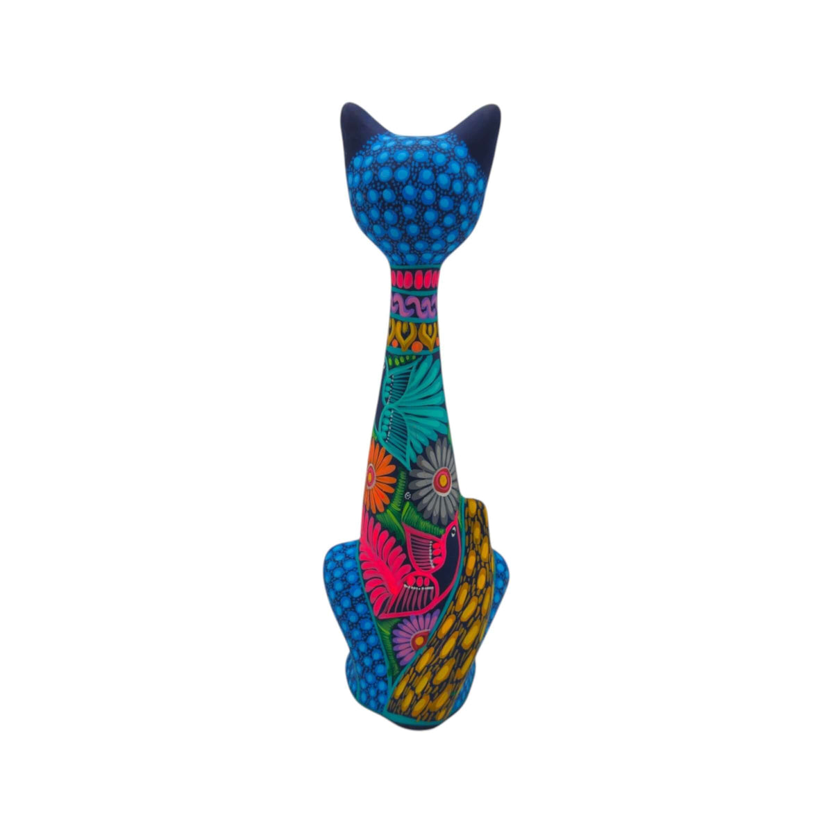 Tall Alebrije Cat Statue | Floral Folk Art Design