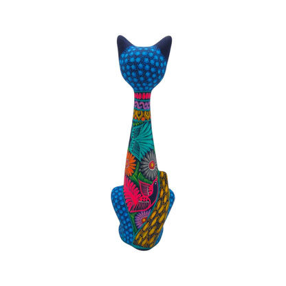Tall Alebrije Cat Statue | Floral Folk Art Design