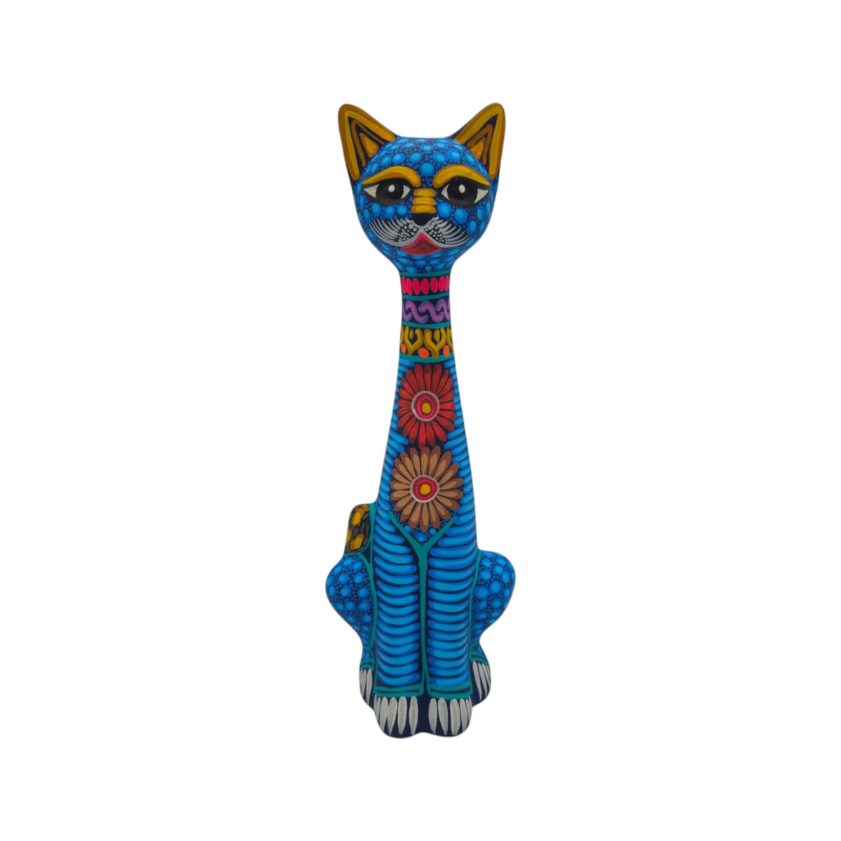 Tall Alebrije Cat Statue | Floral Folk Art Design