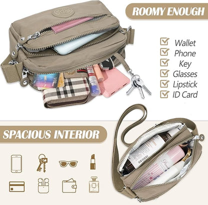 Nylon Large Multi-Pocket Shoulder Bag