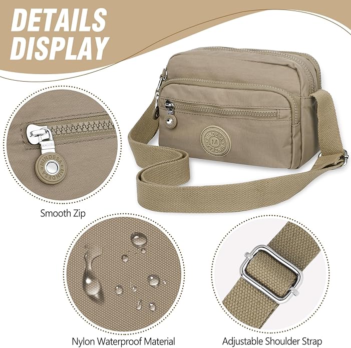 Nylon Large Multi-Pocket Shoulder Bag