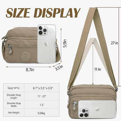 Nylon Large Multi-Pocket Shoulder Bag