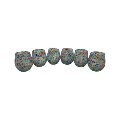 Handblown XL Stemless Wine Glass w/ Confetti Pattern