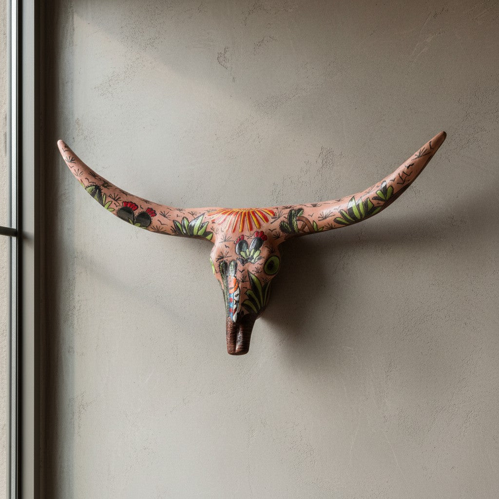 Talavera Longhorn Skull, Terracotta