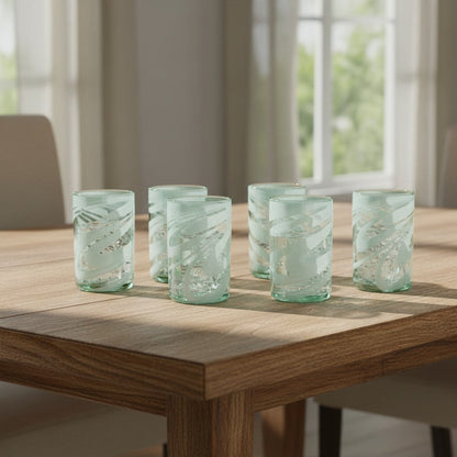 White Swirl Hand-Blown Drinking Glass