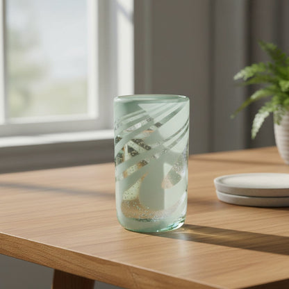 White Swirl Hand-Blown Drinking Glass