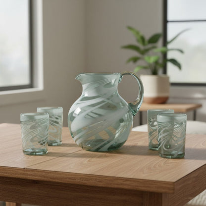 White Swirl Hand-Blown Drinking Glass