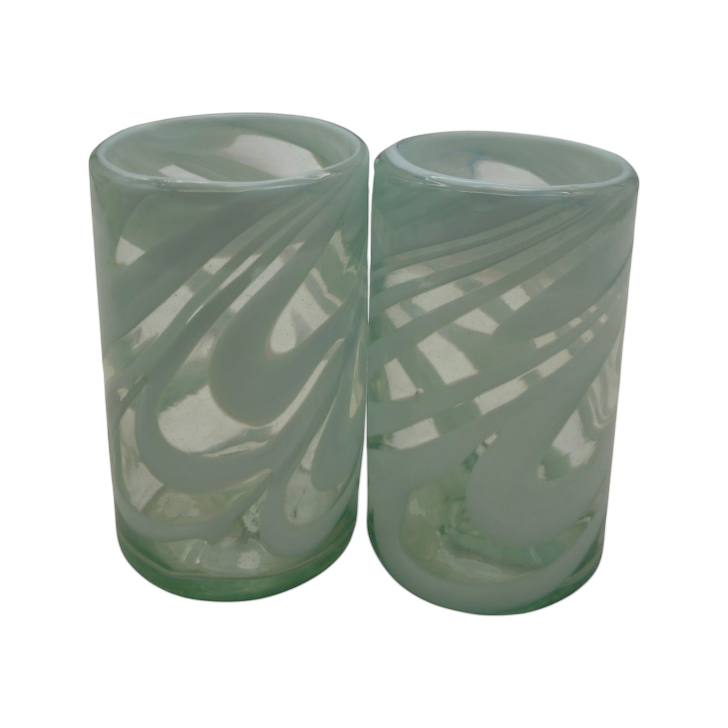 White Swirl Hand-Blown Drinking Glass