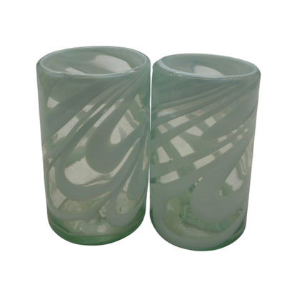 White Swirl Hand-Blown Drinking Glass