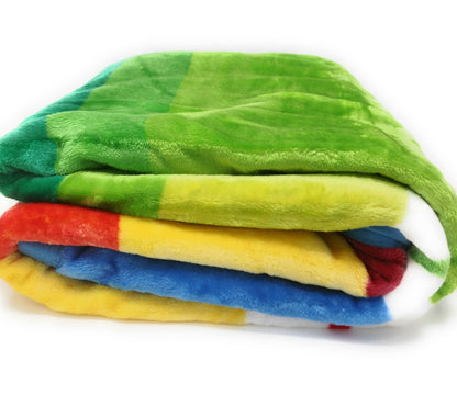 Striped Rainbow Reversible Plush Flannel Fleece Throw Blanket