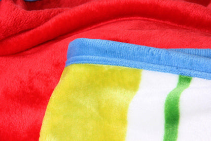 Striped Rainbow Reversible Plush Flannel Fleece Throw Blanket