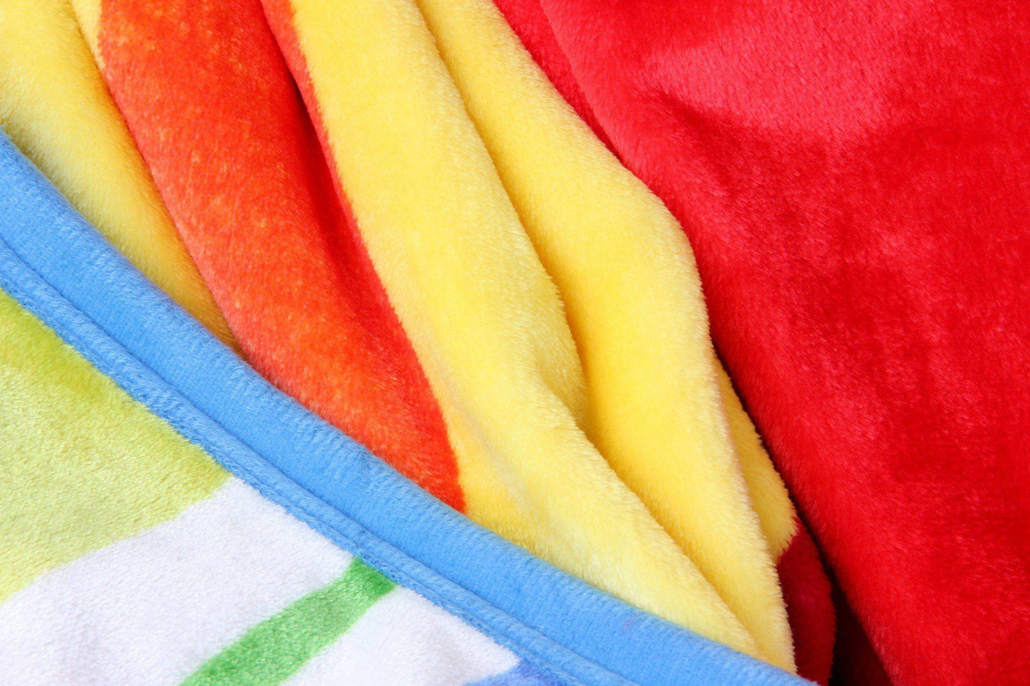 Striped Rainbow Reversible Plush Flannel Fleece Throw Blanket