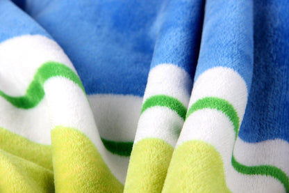 Striped Rainbow Reversible Plush Flannel Fleece Throw Blanket