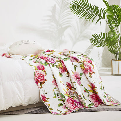 Roses Floral, quilted Throw Blanket - 50 x 60"