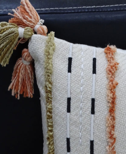 Handwoven Throw & Pillow with Fringes