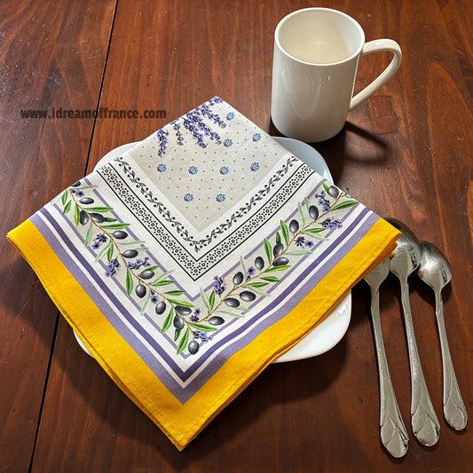 French Provencal napkin - Cotton - Lauris yellow