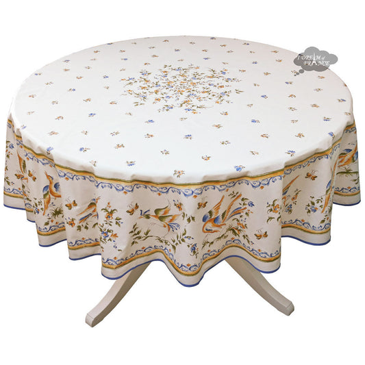 French Provencal tablecloth - Cotton, natural or acrylic-coated - 70" round