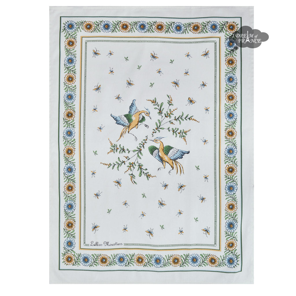 French kitchen towel - Printed cotton - Green & Cream